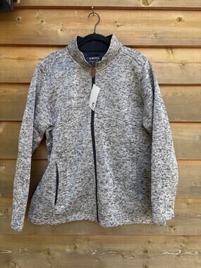 Knoss heather gray bonded sweater fleece zip jacket
